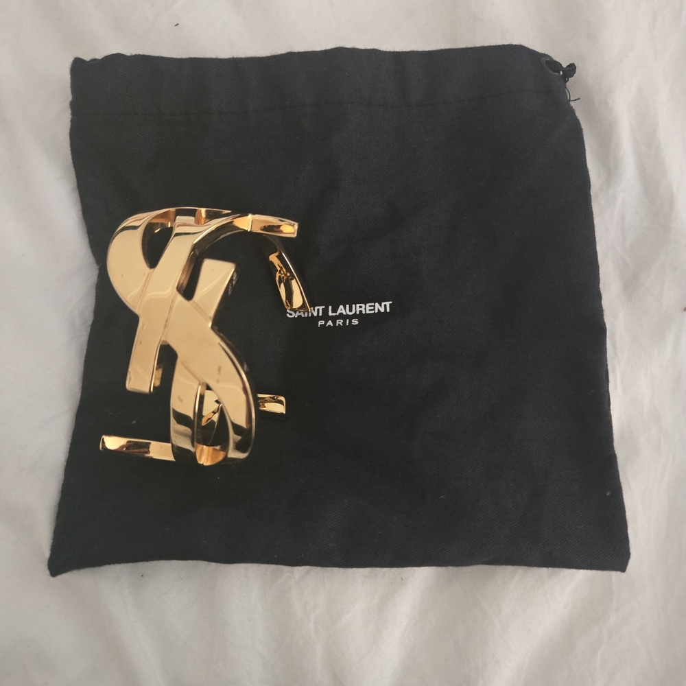 Saint Laurent Gold Tone Cuff Bracelet